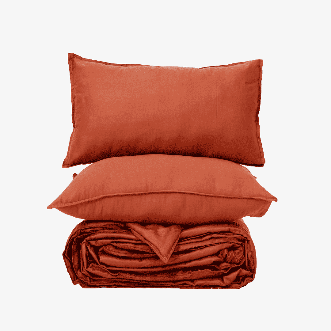 Zeries Egyptian Cotton Bedsheets With 2 Pillow Cases & 2 Cushion Covers - Terra