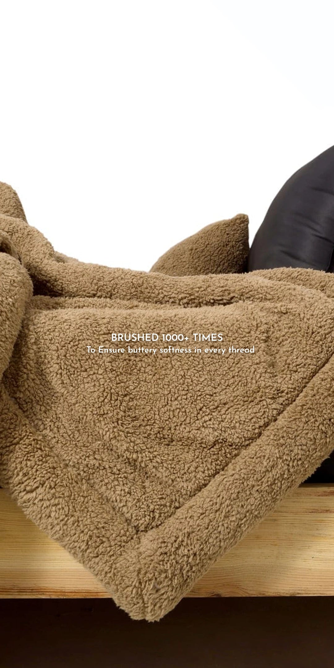 Faux Shearling Blanket With 2 pillowcases and 1 Breakfast Cushion cover  - Vanilla Ivory