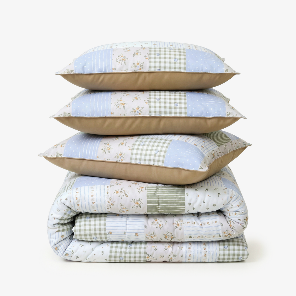 Zarf Linen Blend Bedsheet With 2 Pillow Covers & 1 Breakfast Pillow Cover - Vara