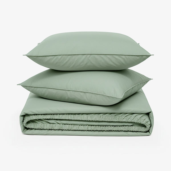 ZERIES PERCALE WEAVE EGYPTIAN COTTON FITTED BEDSHEET WITH 2 PILLOW CASES - Verdane