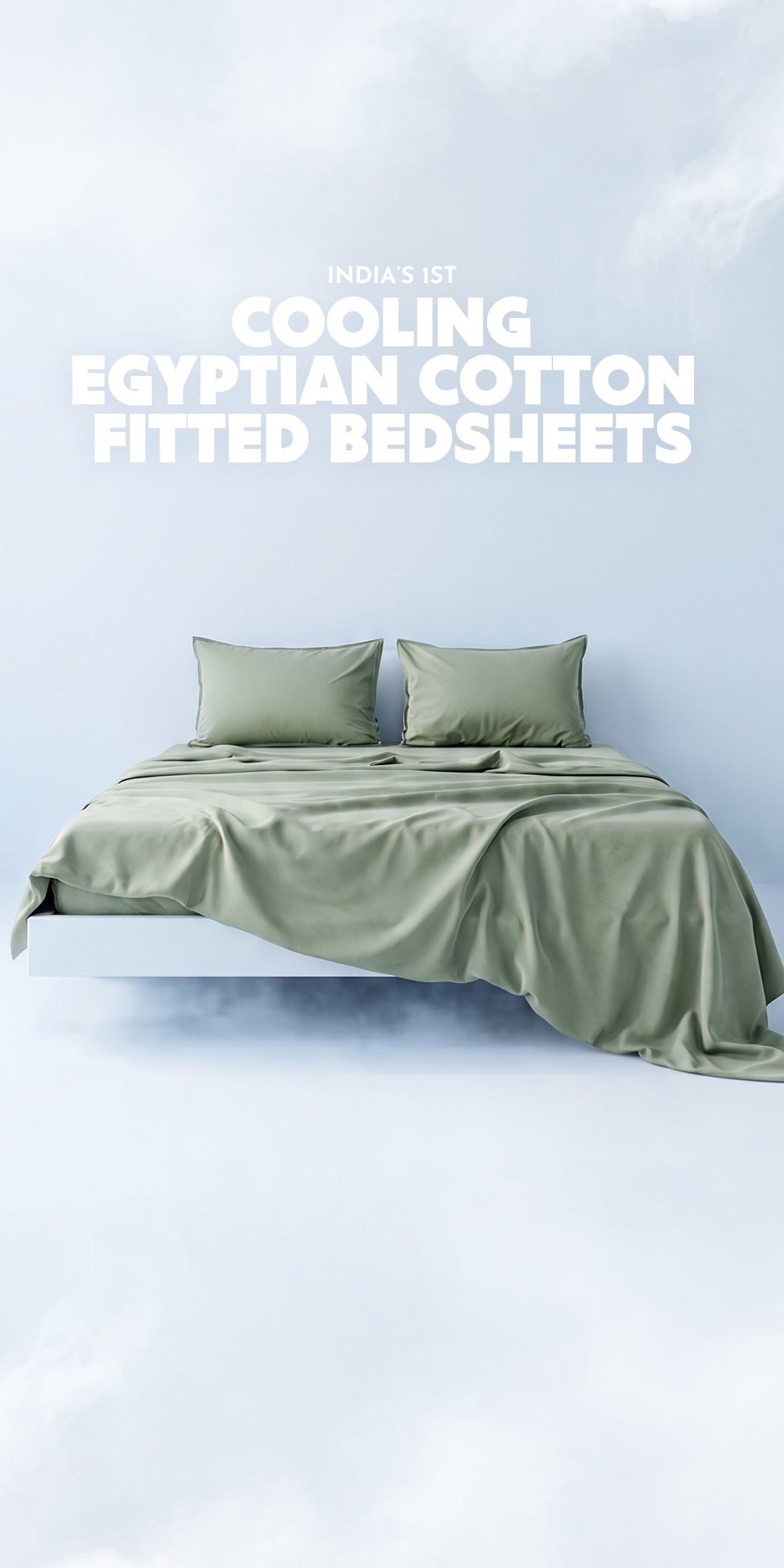 ZERIES PERCALE WEAVE EGYPTIAN COTTON FITTED BEDSHEET WITH 2 PILLOW CASES - Verdane
