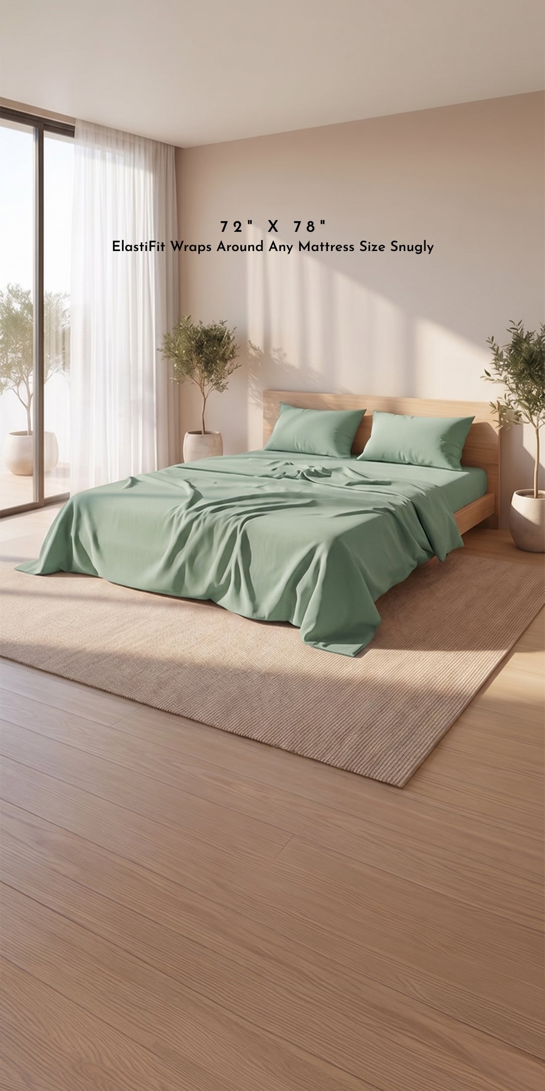 ZERIES PERCALE WEAVE EGYPTIAN COTTON FITTED BEDSHEET WITH 2 PILLOW CASES - Verdane