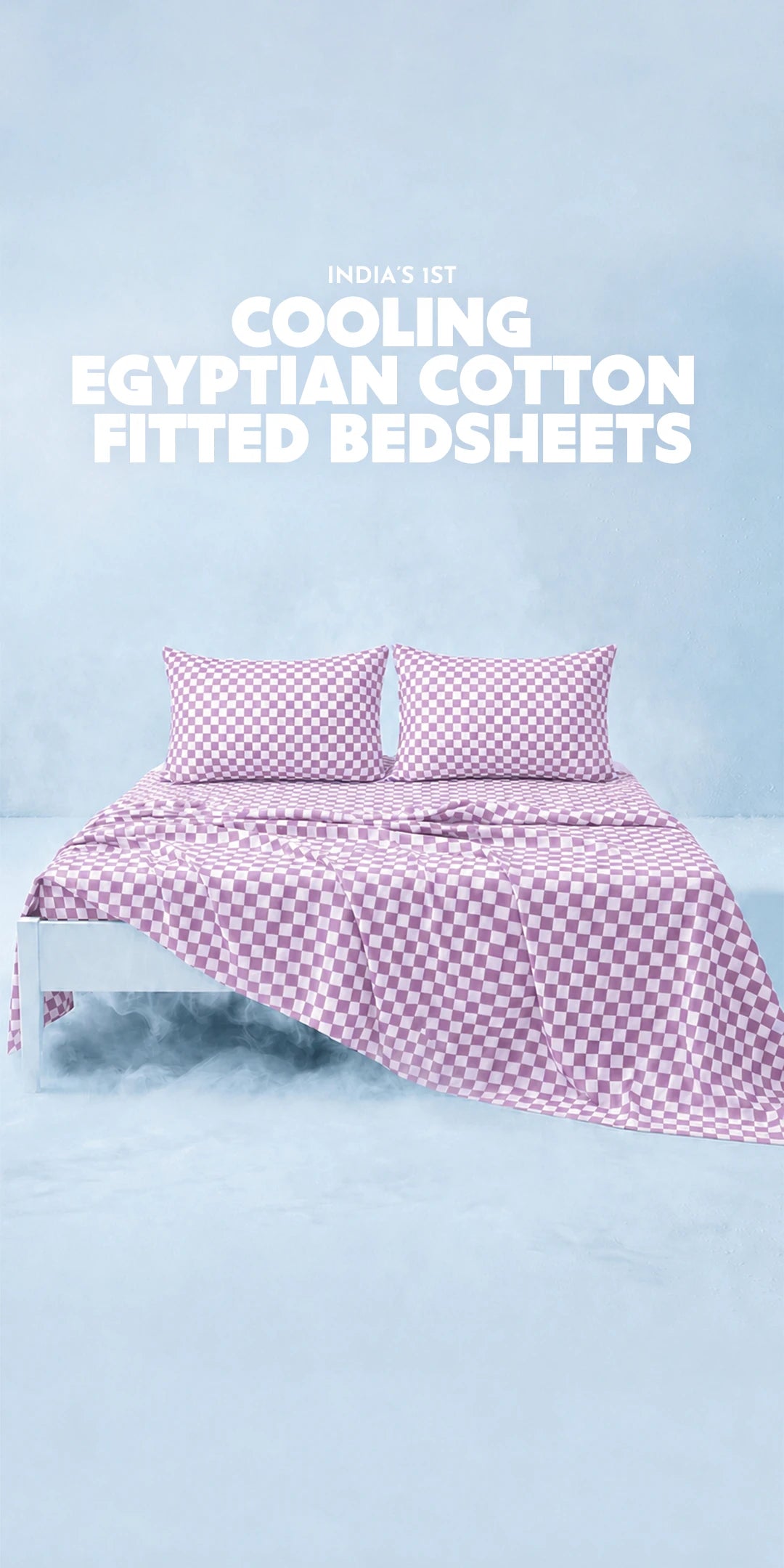 ZERIES PERCALE WEAVE EGYPTIAN COTTON FITTED BEDSHEET WITH 2 PILLOW CASES - Voilet