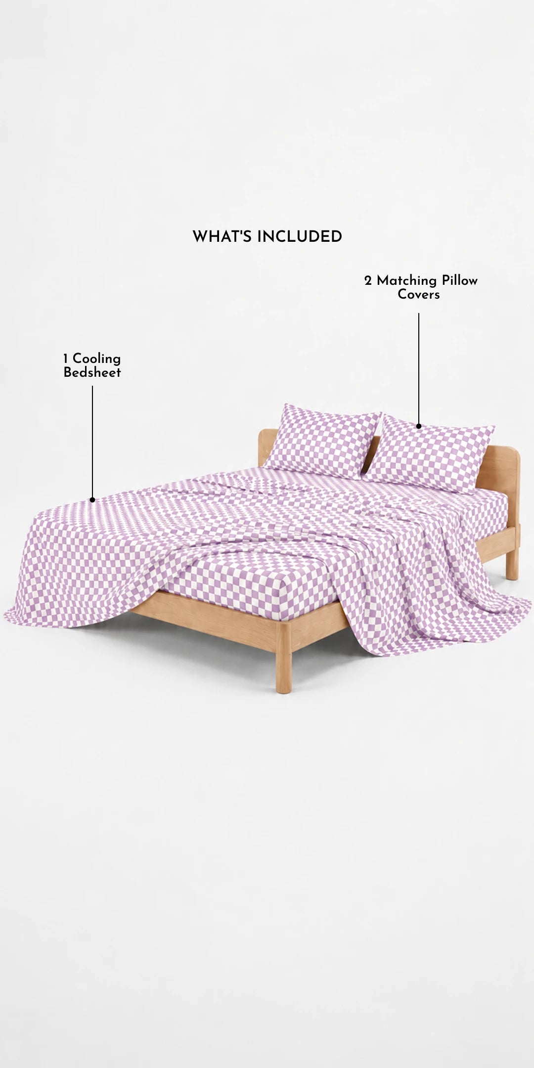 ZERIES PERCALE WEAVE EGYPTIAN COTTON FITTED BEDSHEET WITH 2 PILLOW CASES - Voilet
