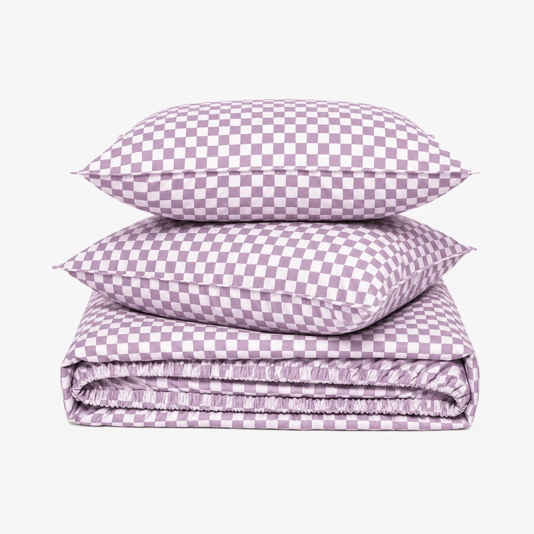 ZERIES PERCALE WEAVE EGYPTIAN COTTON FITTED BEDSHEET WITH 2 PILLOW CASES - Voilet