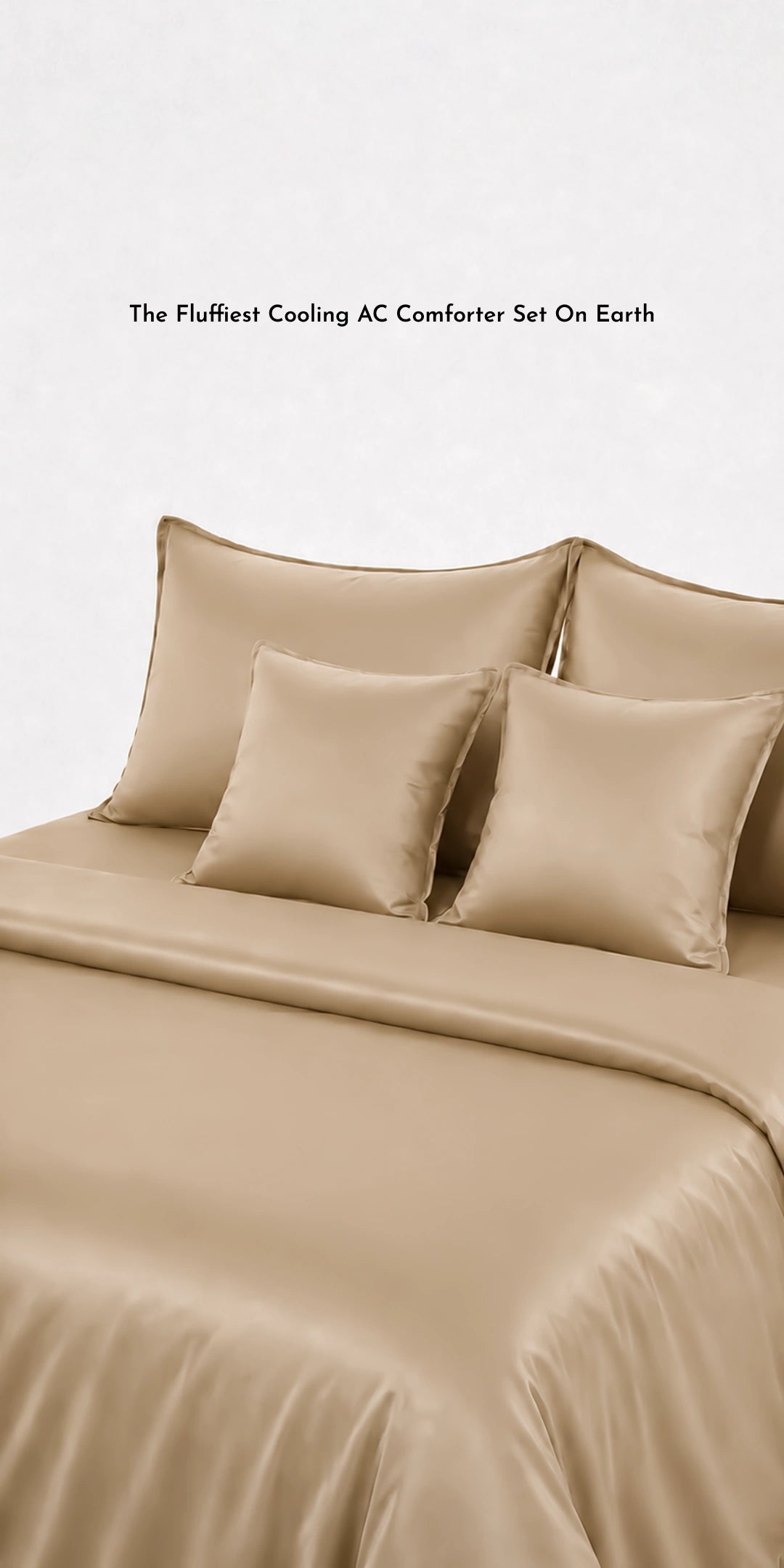 ZARF Egyptian Cotton Comforter For Single Size Bed With 2 Pillowcases & 2 Cushion Covers - Walnut