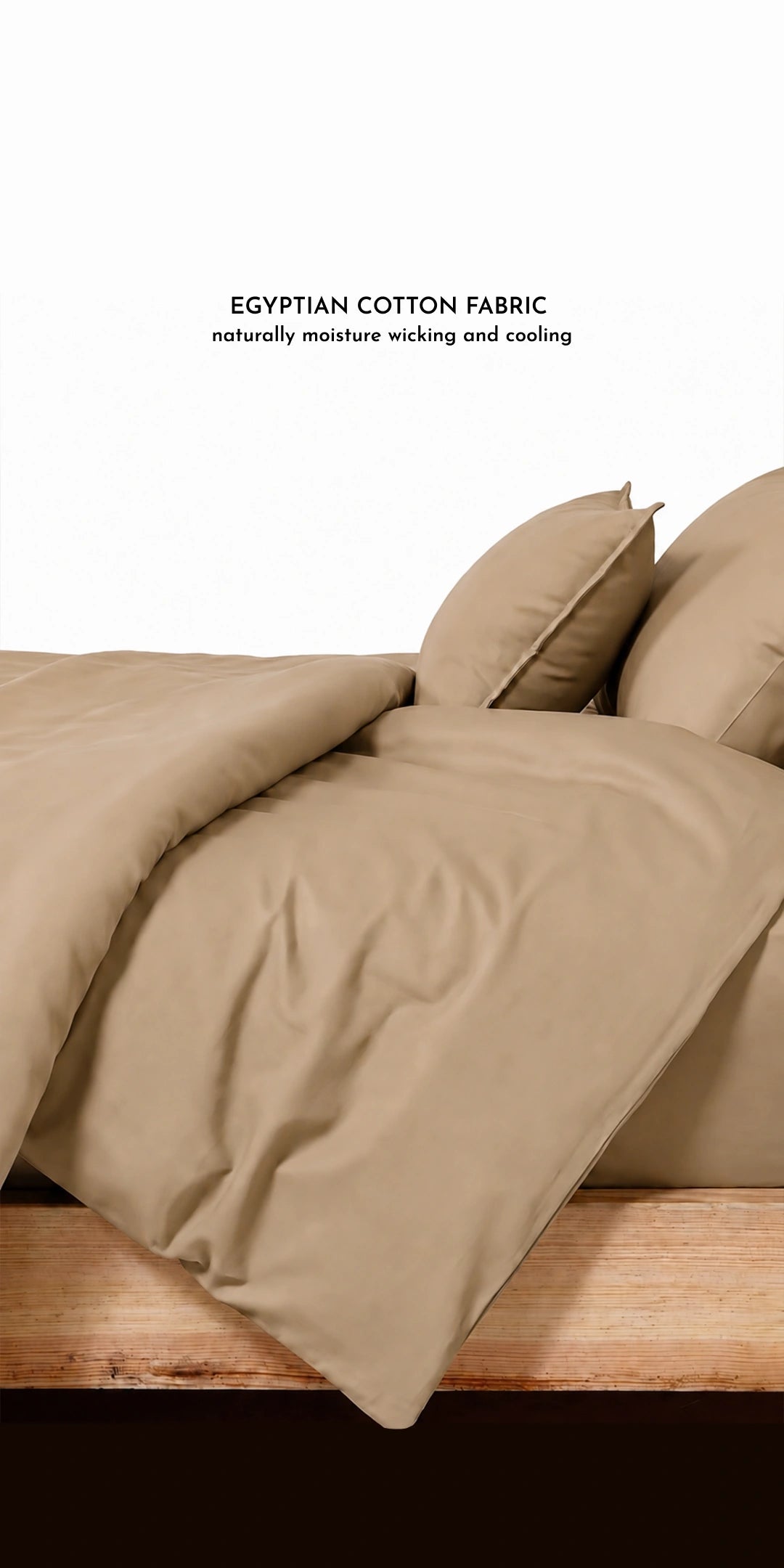 ZARF Egyptian Cotton Comforter For Single Size Bed With 2 Pillowcases & 2 Cushion Covers - Walnut