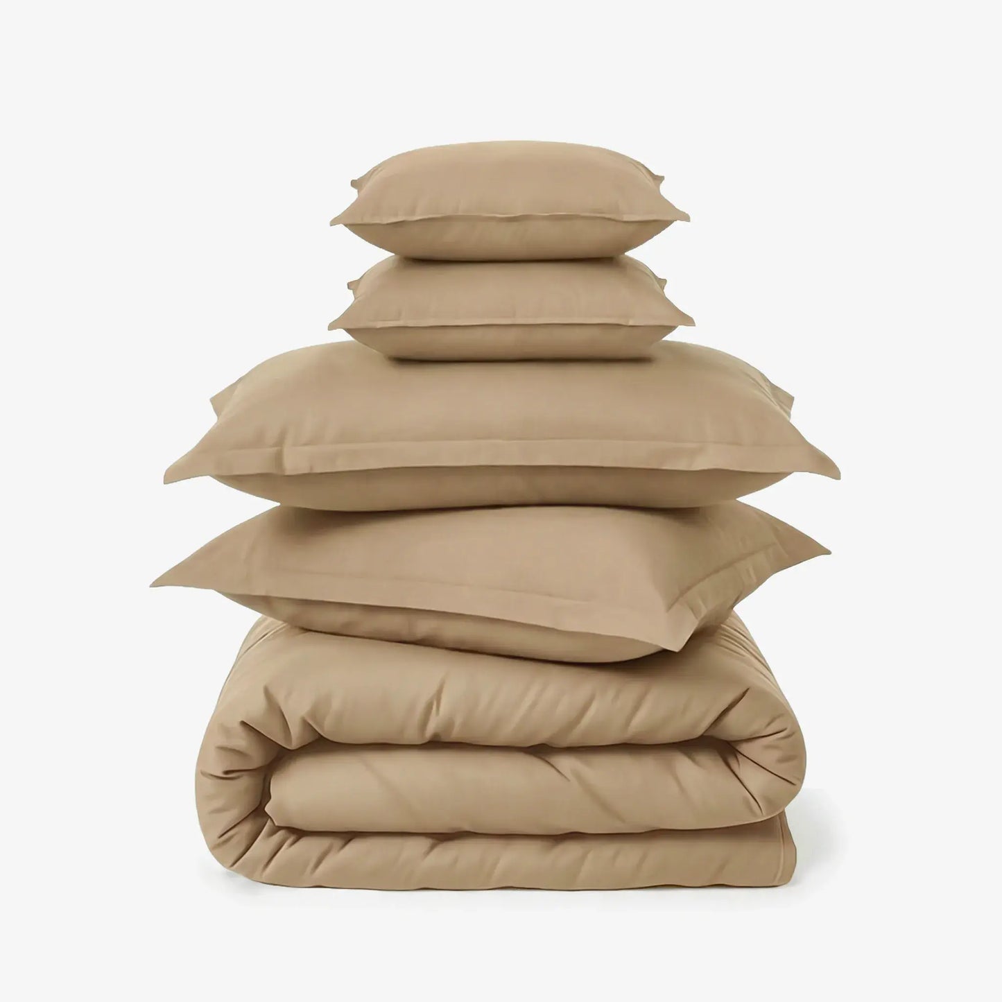 ZARF Egyptian Cotton Comforter For Single Size Bed With 2 Pillowcases & 2 Cushion Covers - Walnut