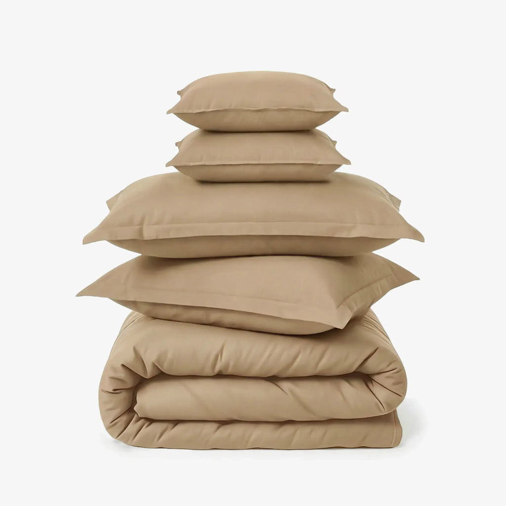 ZARF Egyptian Cotton Comforter With 2 Pillowcases & 2 Cushion Covers - Walnut