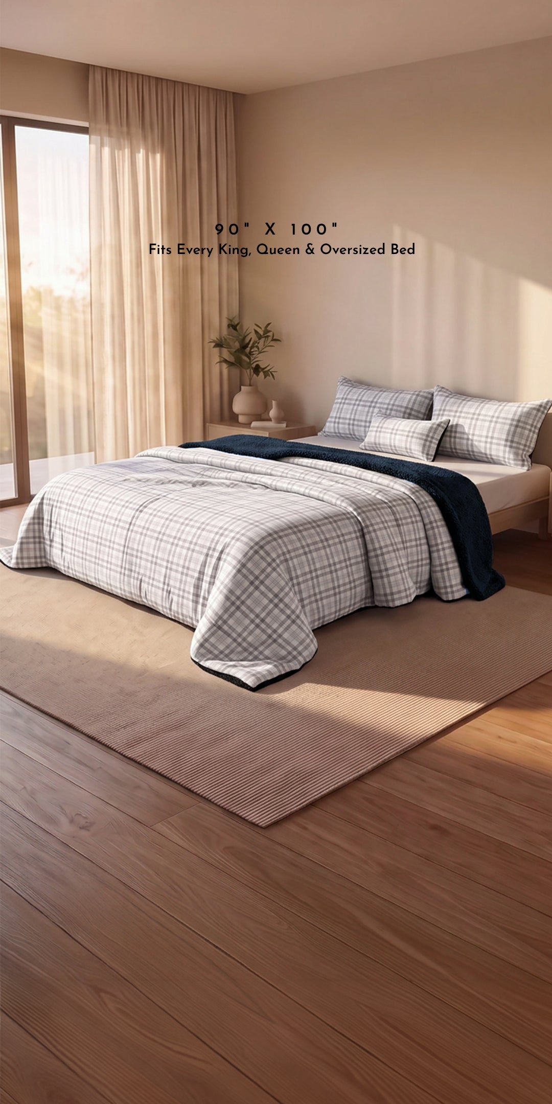 Zarf California King Size Reversible Quilt With 2 Pillow Covers and 1 Cushion Cover - Waverly