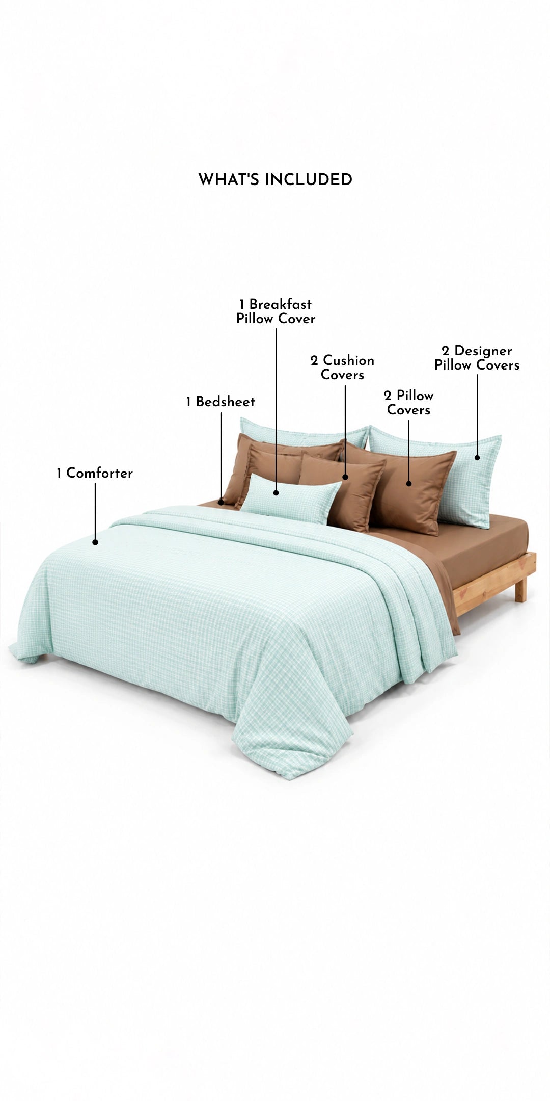 Zarf Linen Blend Bedding Set Of 9 For Single Size Bed - Westbrook
