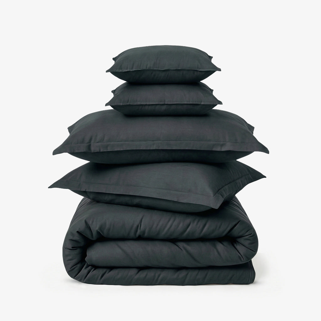 Zarf California King Size AC Comforters With 2 Pillow Cases & 2 Cushion Covers - Ashen