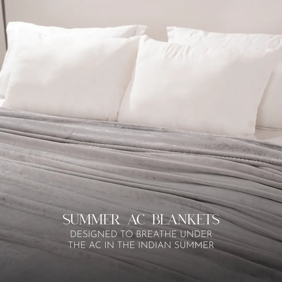 Zarf All-Season Premium AC Blanket With Two Cushion Covers - Ash Grey