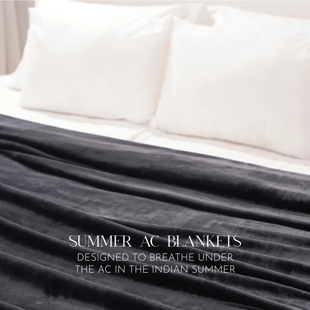 Zarf All-Season Premium AC Blanket With Two Cushion Covers - Charcoal Grey