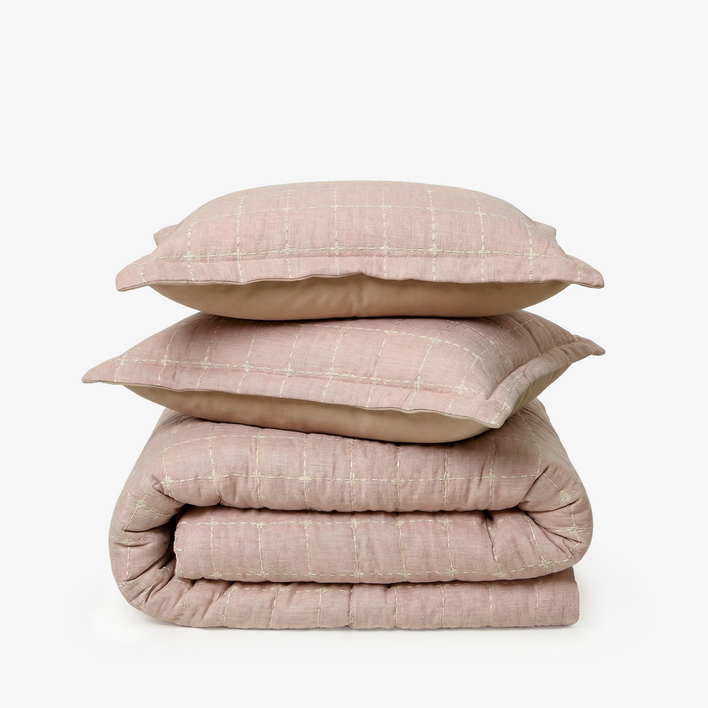 Zarf California King Size Plush Cotton AC Blanket With 2 Pillow Cases - Coral Infusion