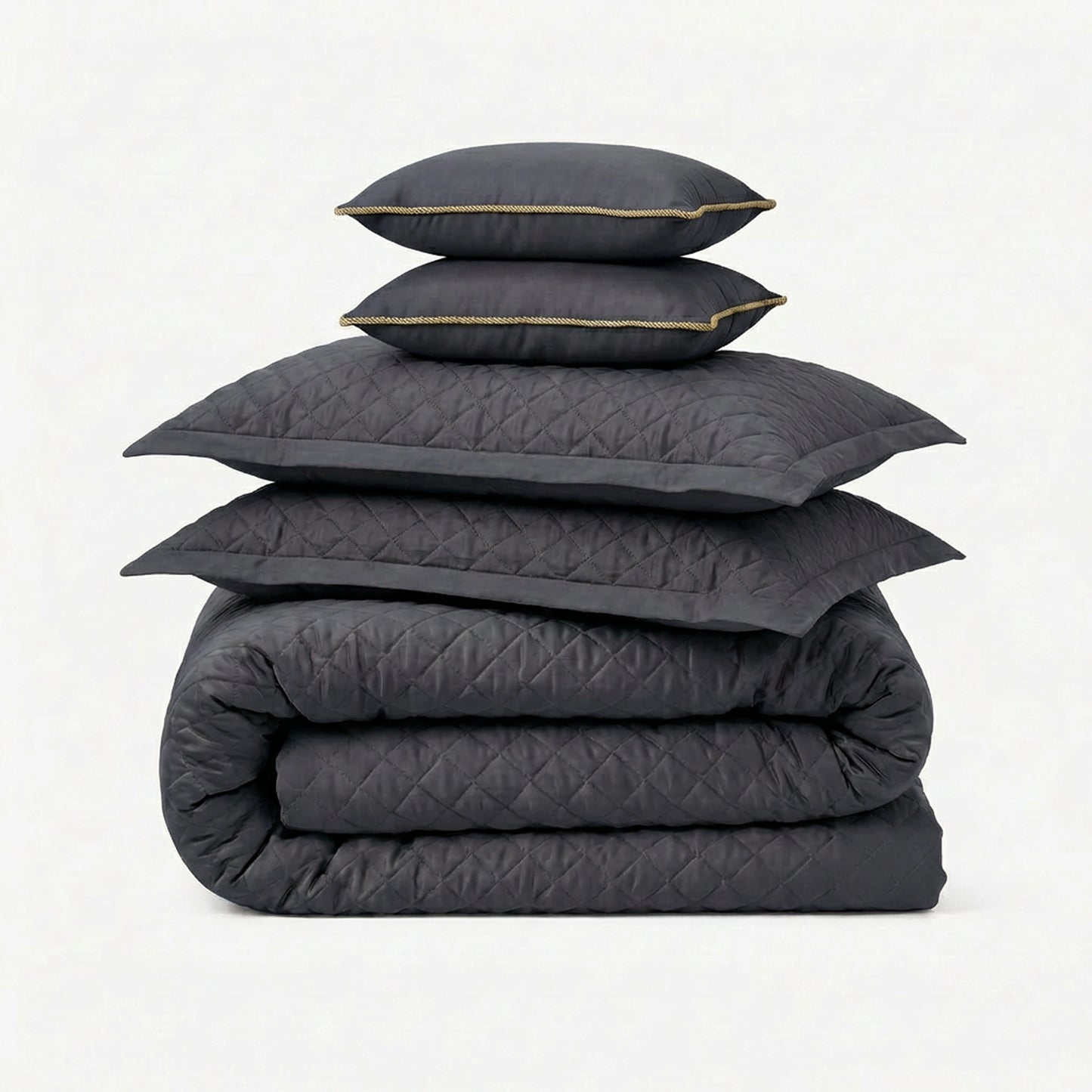 Zarf California King Size AC Comforters With 2 Pillow Cases & 2 Cushion Covers - Dark Grey