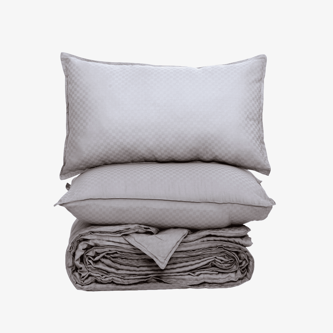 Zeries Egyptian Cotton Jacquard Bedsheets With 2 Pillow Cases & 2 Cushion Covers - Cenere