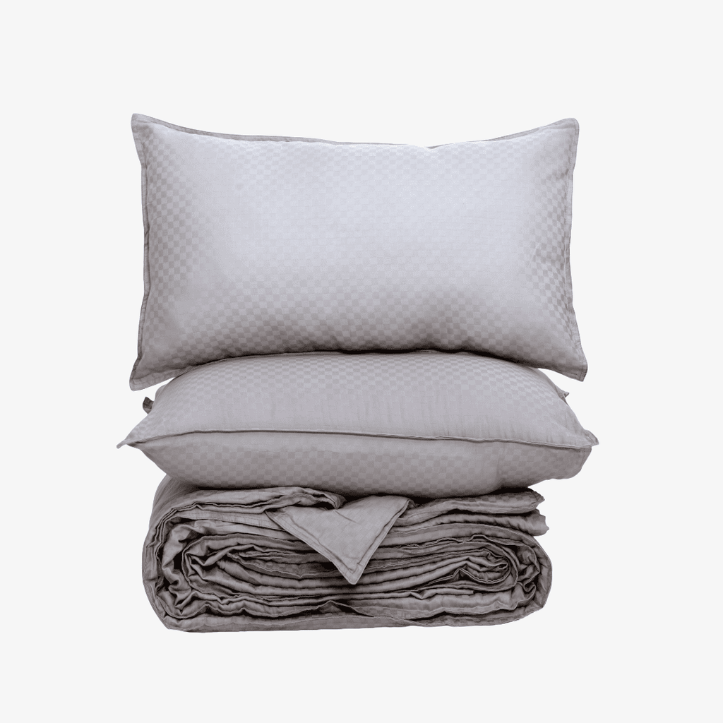 Zeries Egyptian Cotton Jacquard Bedsheets With 2 Pillow Cases & 2 Cushion Covers - Cenere