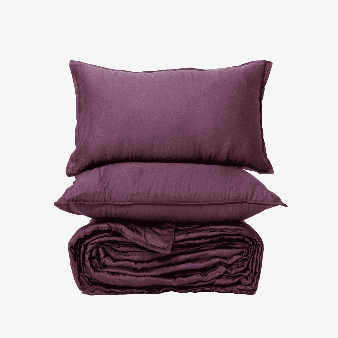 Zeries Egyptian Cotton Bedsheets With 2 Pillow Cases & 2 Cushion Covers - Plum