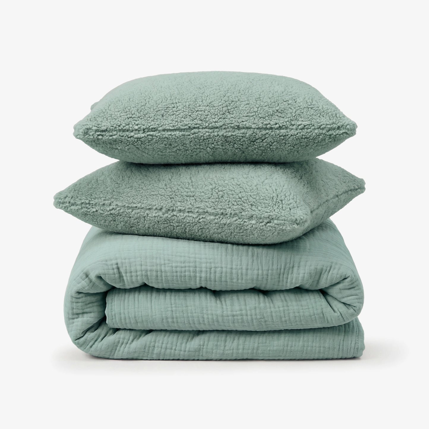 Zarf King Size French Muzlin AC Blanket With 2 Cushion Covers - Fern