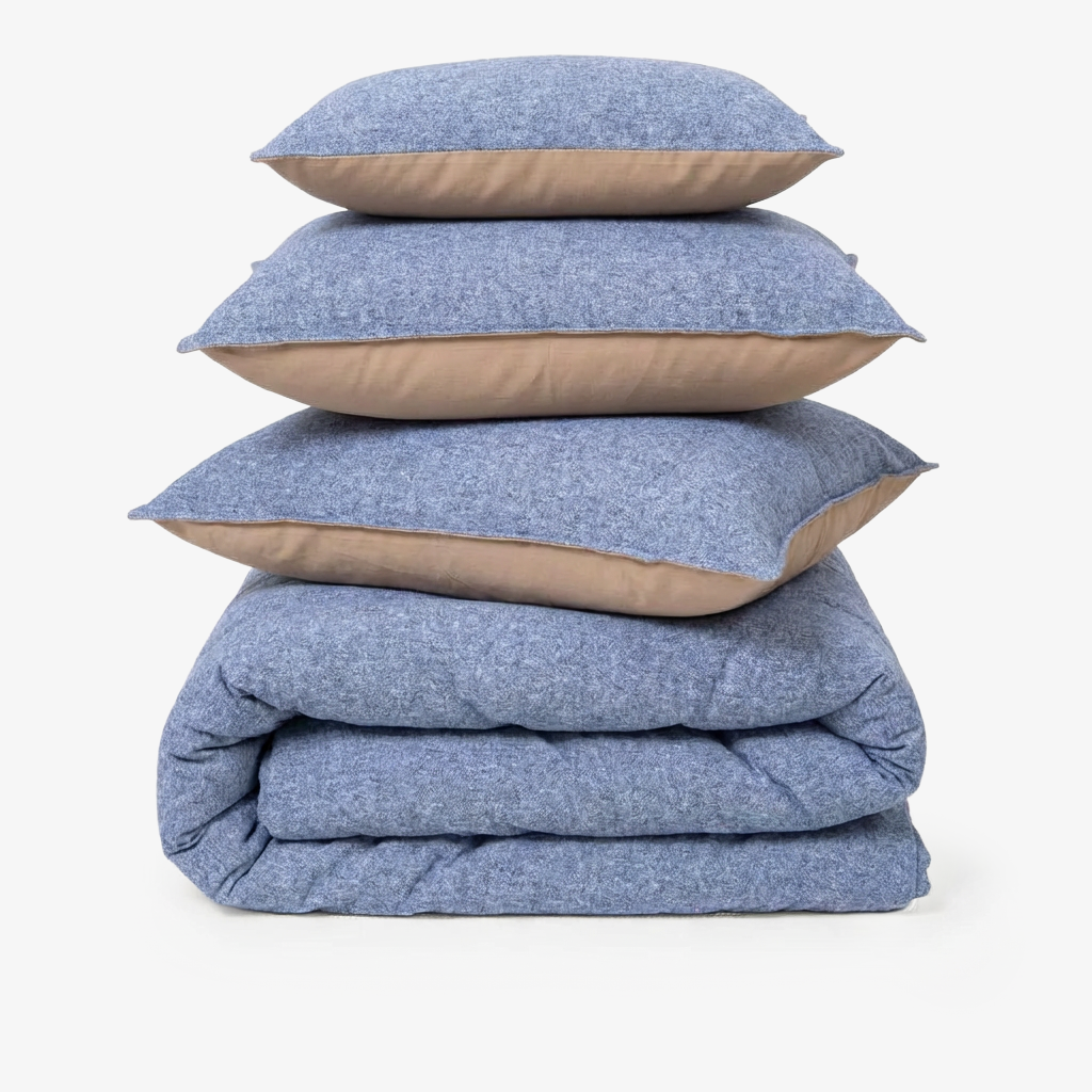 Linen Blend AC Comforter With 2 Pillow Cases and 1 Breakfast Pillow - Fleck