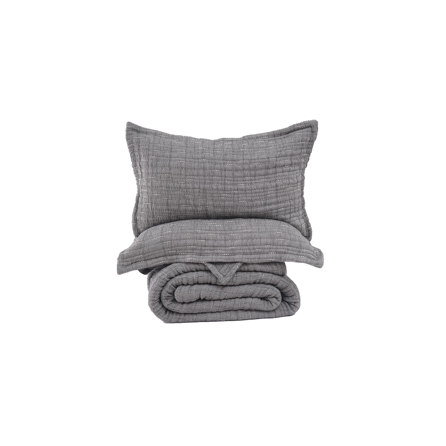 Zarf King Size Pure Cotton Cottage Blanket with 2 Pillowcases and 1 Cushion Cover - Greyling