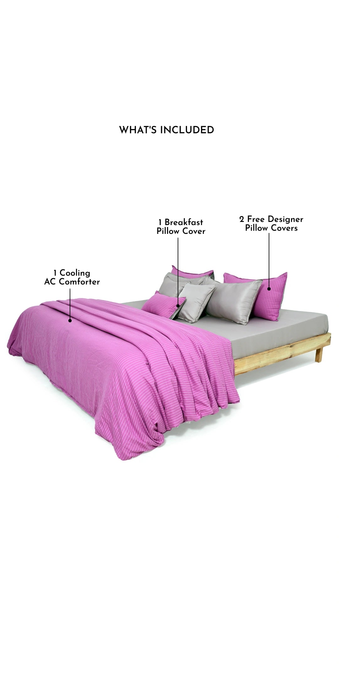 Linen Blend AC Comforter With 2 Pillow Cases and 1 Breakfast Pillow - Halo