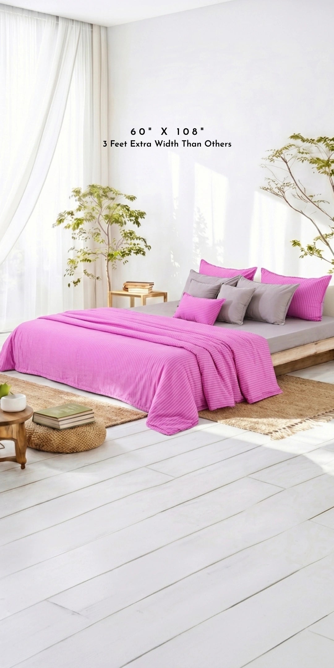 Linen Blend AC Comforter With 2 Pillow Cases and 1 Breakfast Pillow For Single Size Bed- Halo