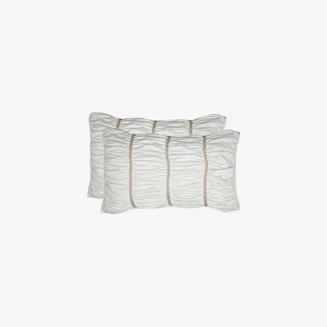 Italian Weave Designer Pillow Covers- Set Of 2 - Porcelain