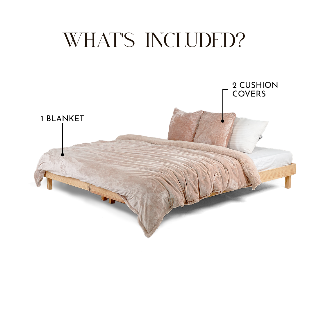 Zarf California King Size Reversible AC Blanket Cover With 2 Cushion Covers - Mellow Eclaire