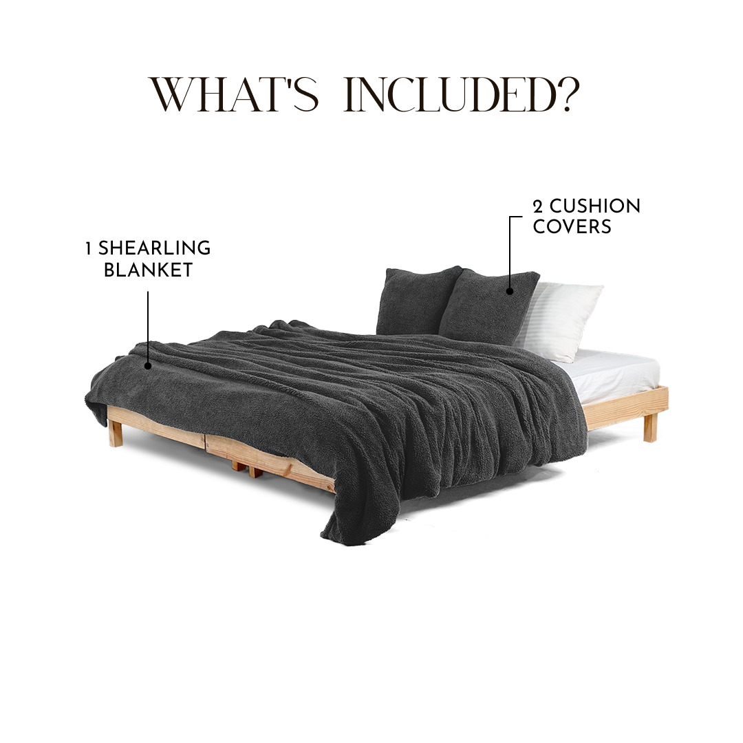 Faux Shearling Blanket | Reversible with Heat Trap Technology - Midnight Sepia