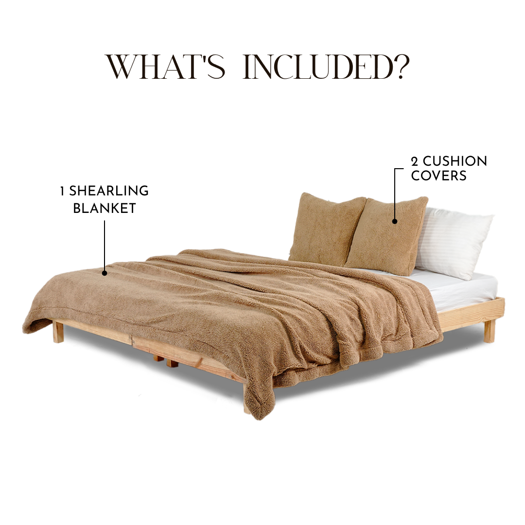 Faux Shearling Blanket | Reversible with Heat Trap Technology - Vanilla Ivory