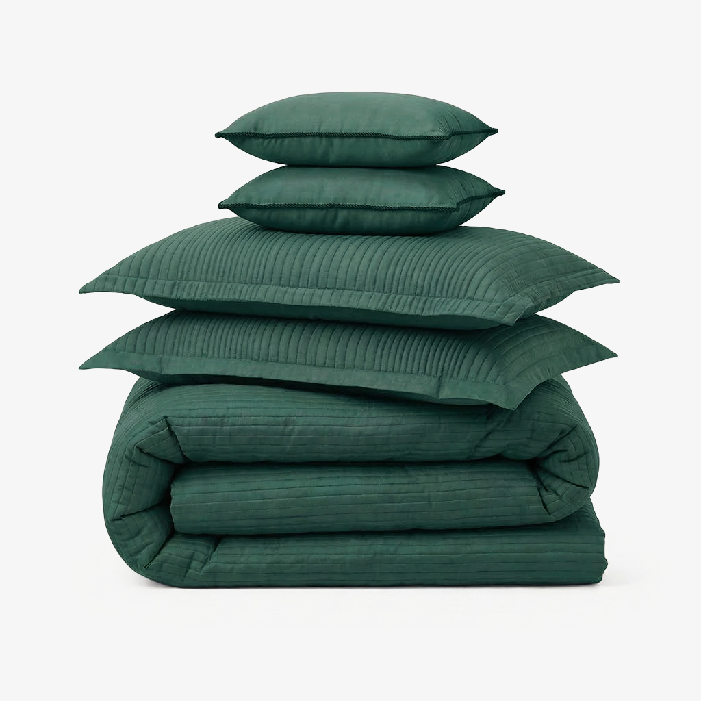Zarf California King Size AC Comforters With 2 Pillow Cases & 2 Cushion Covers - Jade