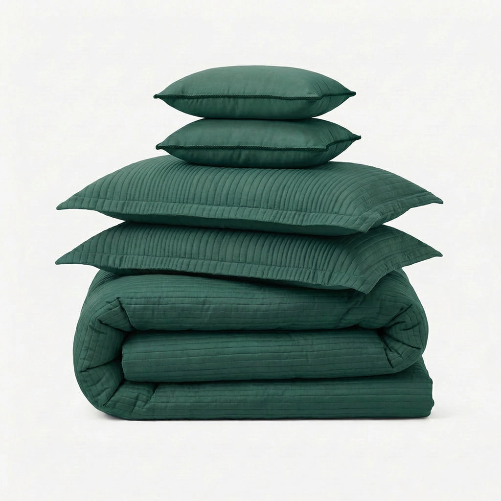 Zarf California King Size AC Comforters With 2 Pillow Cases & 2 Cushion Covers - Jade