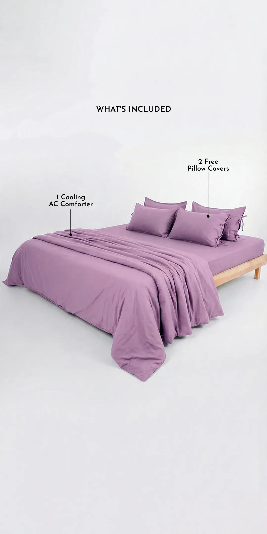 ZARF Italian Staple Weave Comforter With 2 Pillow Covers - Lilac