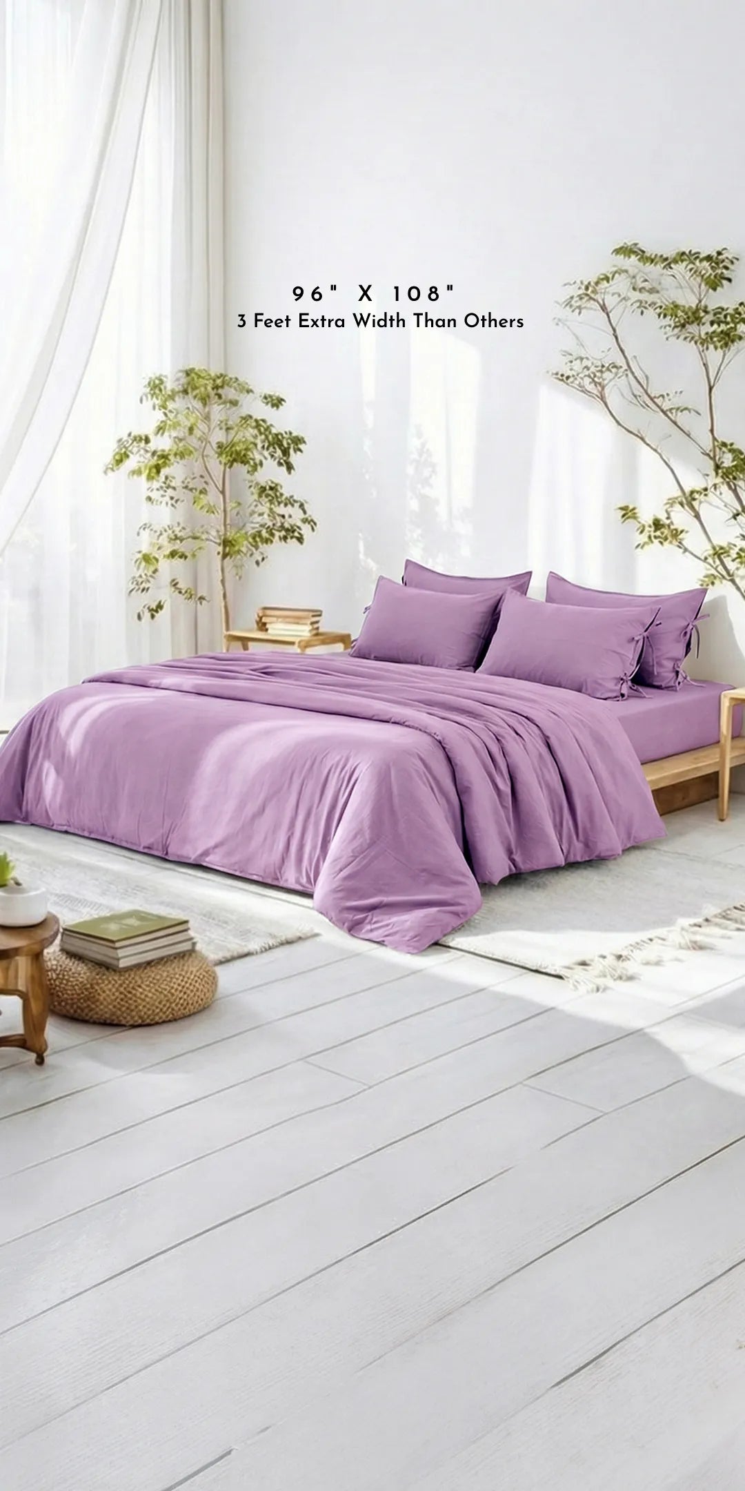 ZARF Italian Staple Weave Comforter With 2 Pillow Covers - Lilac