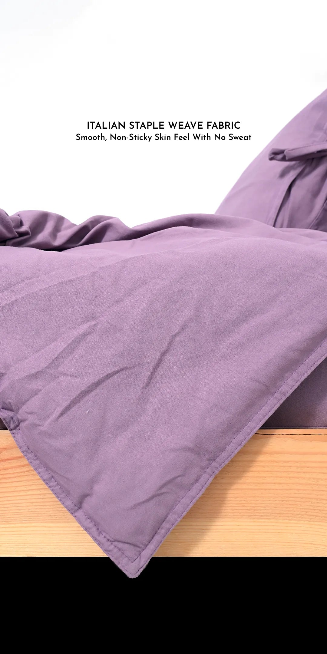 ZARF Italian Staple Weave Comforter With 2 Pillow Covers - Lilac