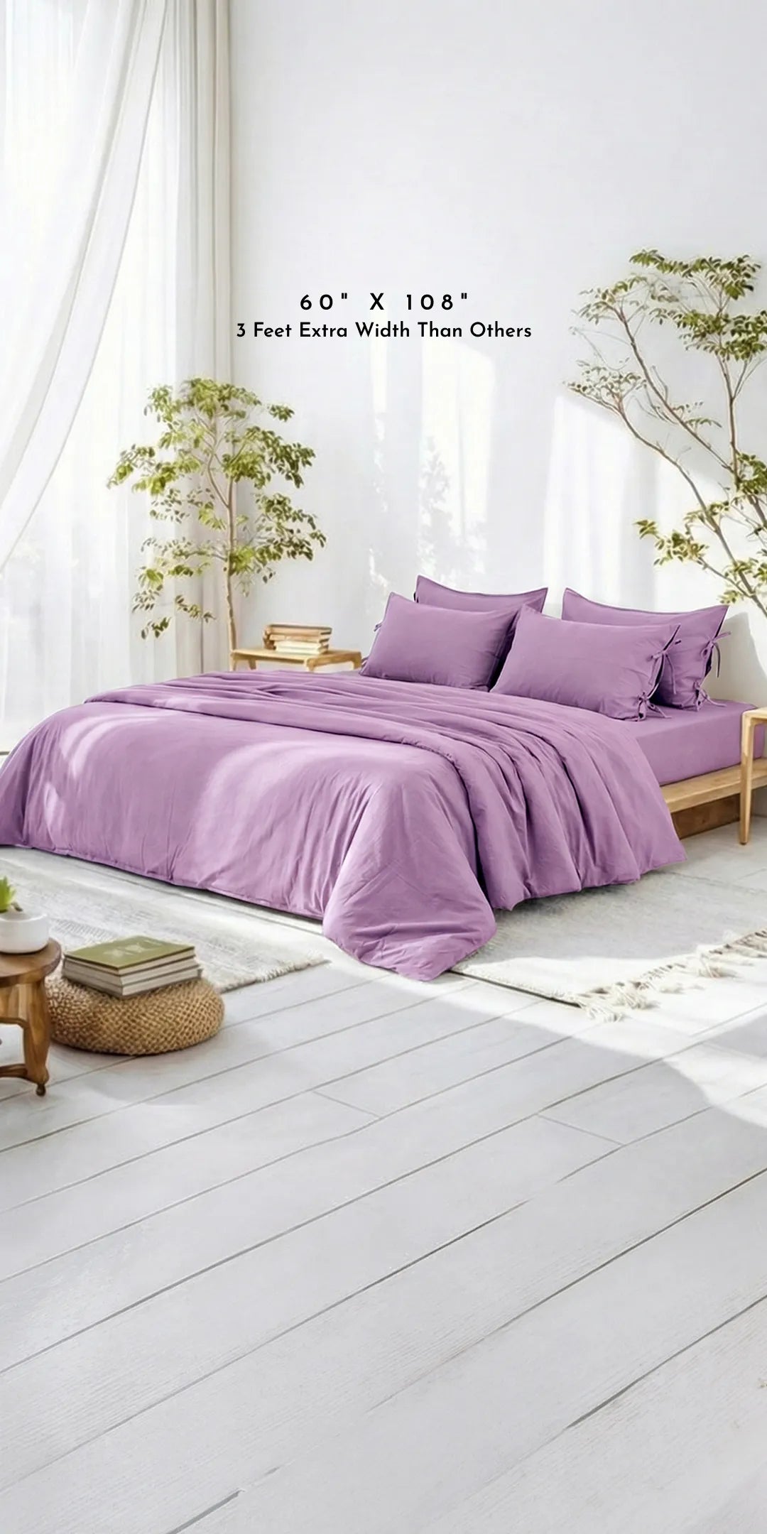ZARF Italian Staple Weave Comforter For Single Size Bed With 2 Pillow Covers - Lilac
