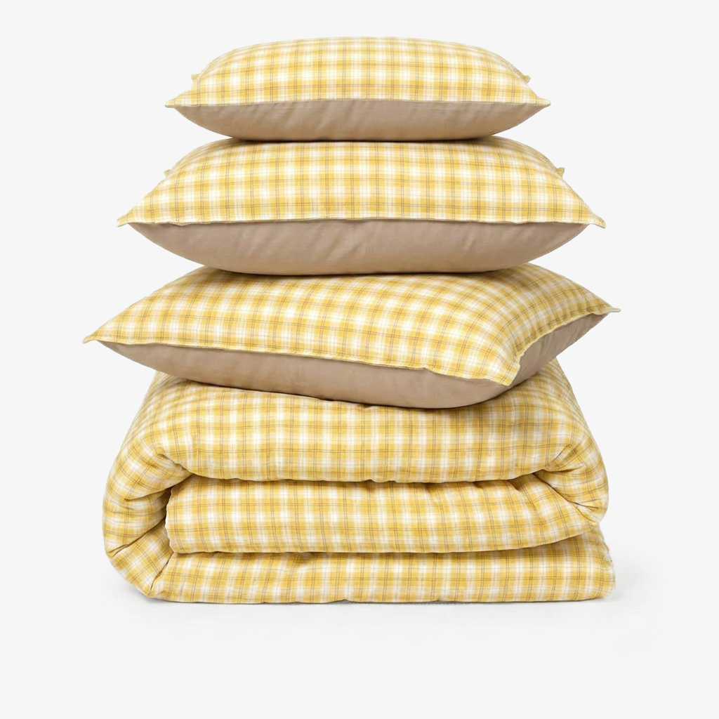 Linen Blend AC Comforter With 2 Pillow Cases and 1 Breakfast Pillow - Maple