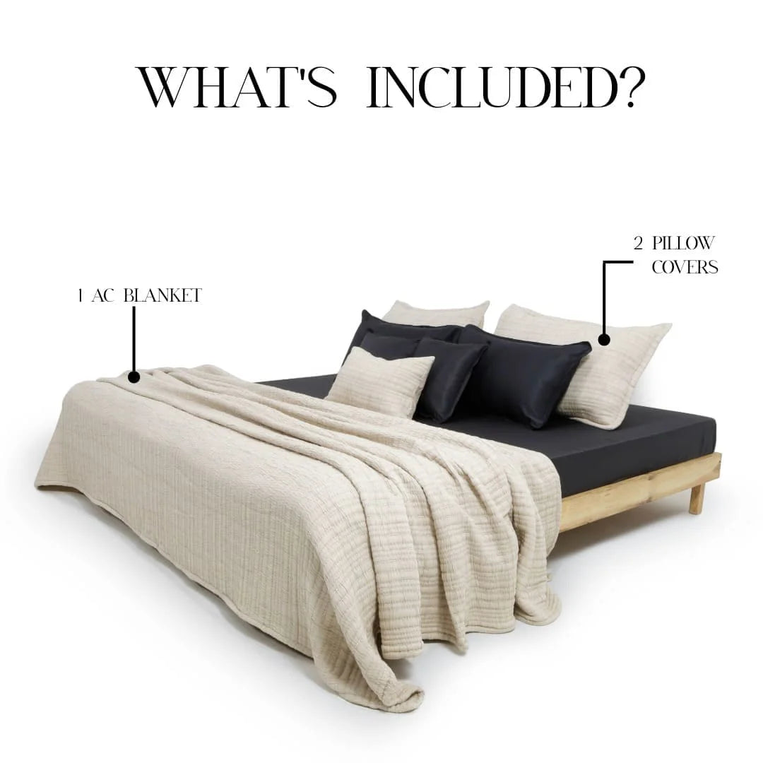 Zarf King Size Pure Cotton Cottage Blanket with 2 Pillowcases and 1 Cushion Cover - Opal Rose