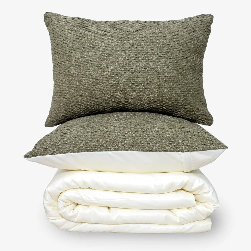 ZARF Italian Staple Weave Comforter With 2 Designer Pillow Cases 1 Breakfast Cushion Cover - Grain