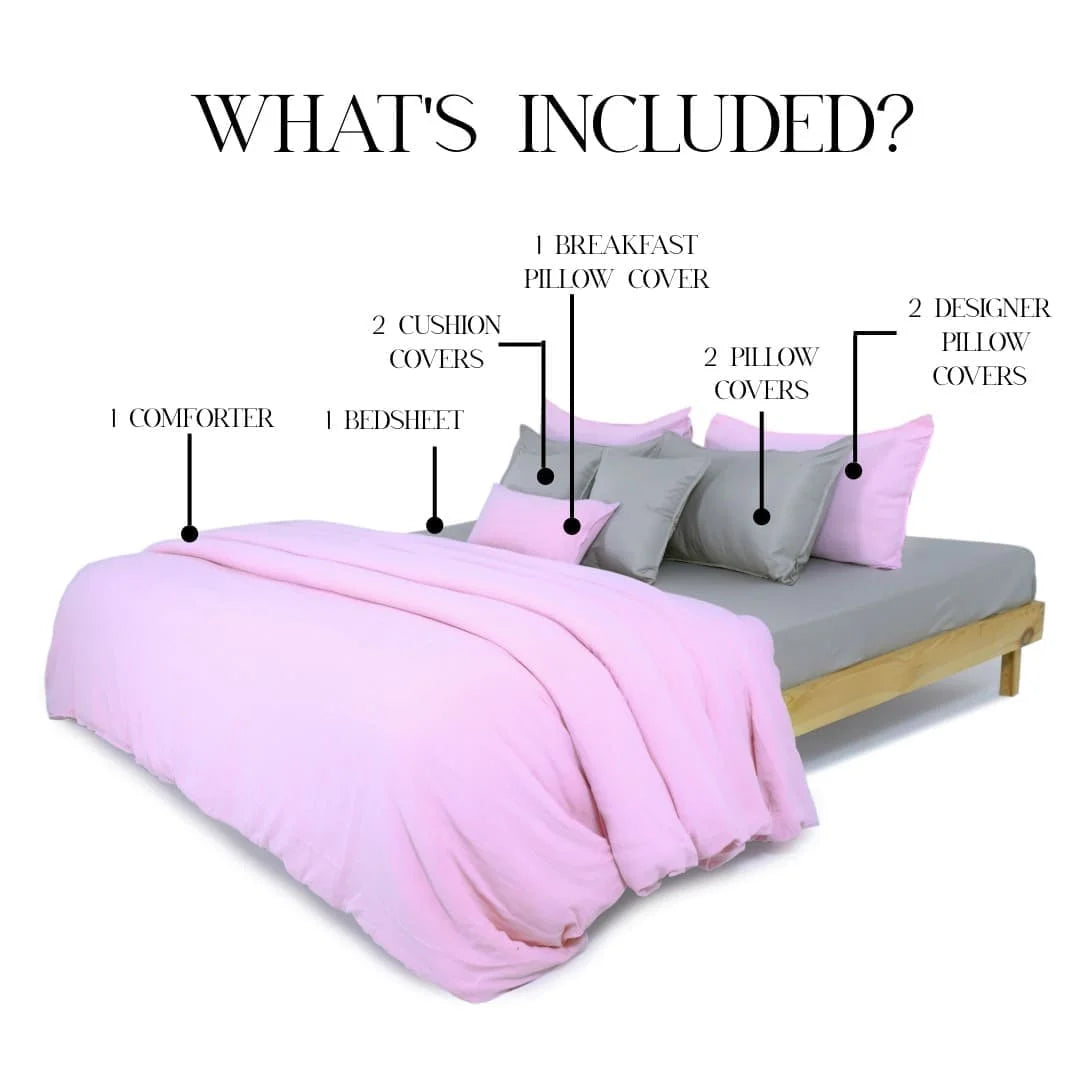 Zarf Linen Blend Bedding Set Of 9 - Promenade