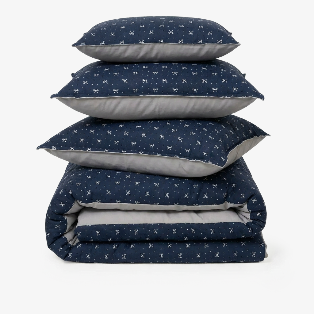 Linen Blend AC Comforter With 2 Pillow Cases and 1 Breakfast Pillow - Ruban