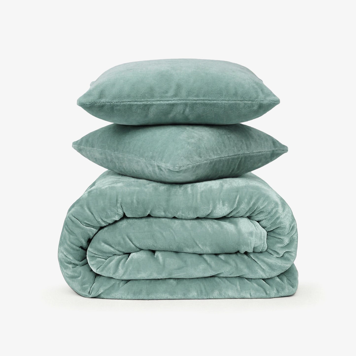 Zarf King Size French Muzlin Velvet AC Blanket With 2 Cushion Covers - Sage