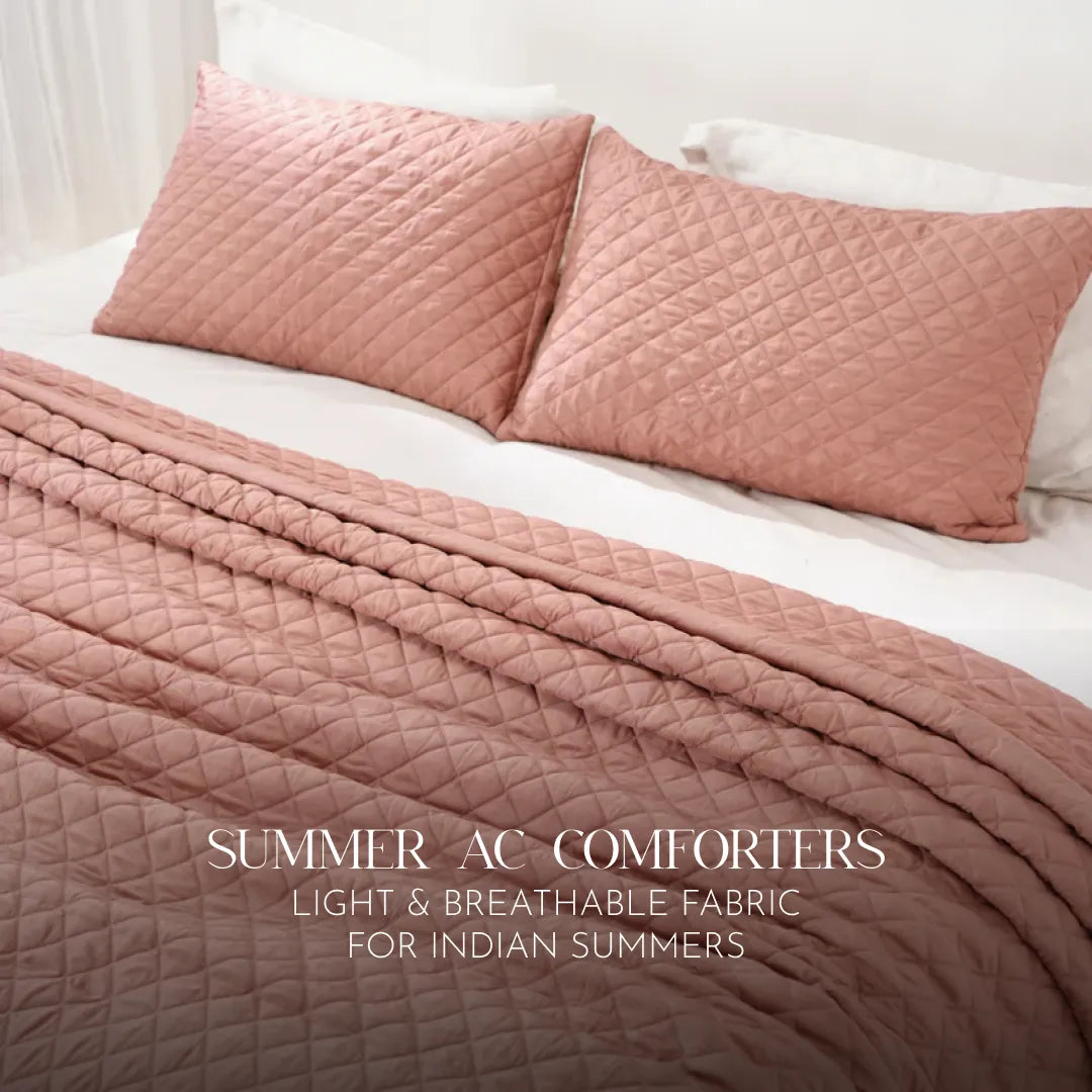 Zarf California King Size AC Comforters With 2 Pillow Cases & 2 Cushion Covers - Sakura