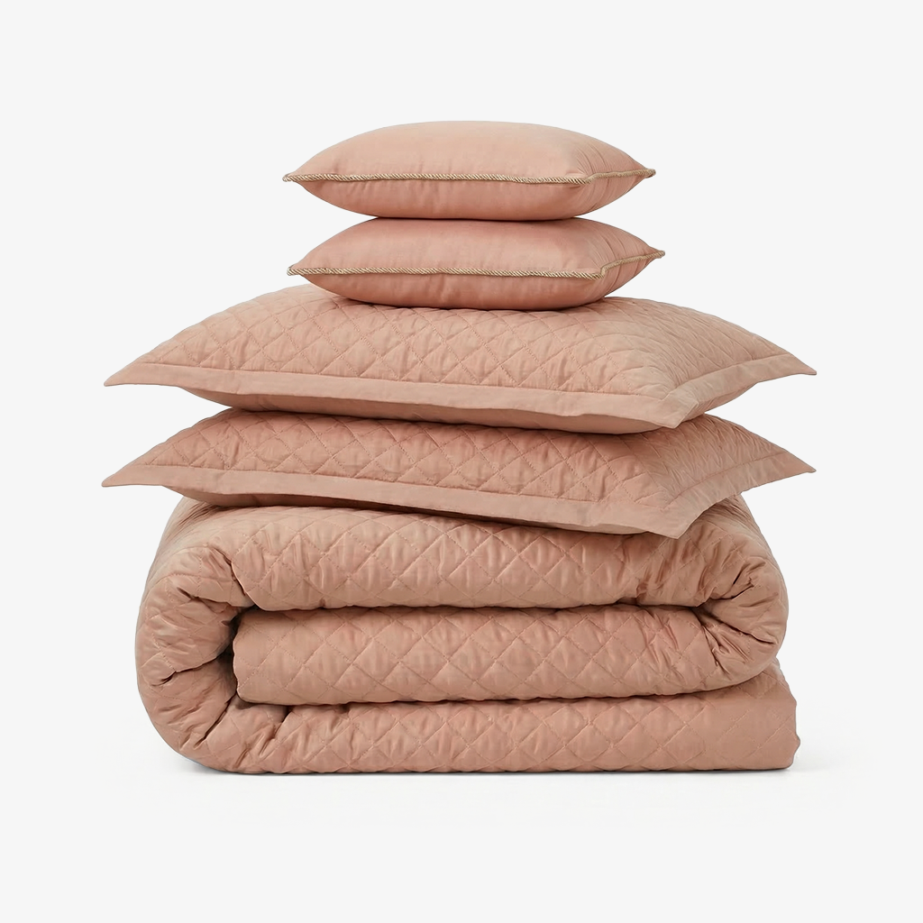 Zarf California King Size AC Comforters With 2 Pillow Cases & 2 Cushion Covers - Sakura