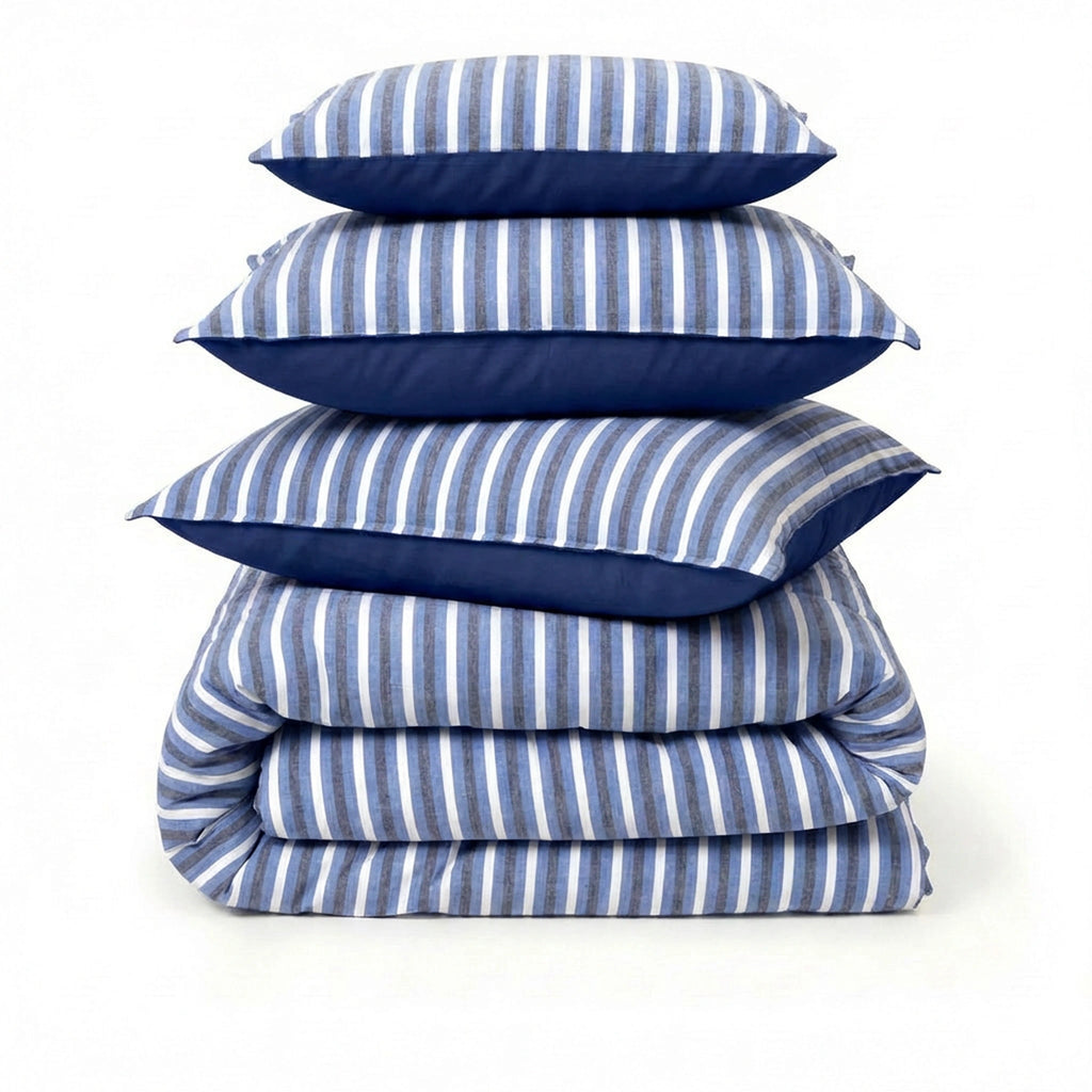 Linen Blend AC Comforter With 2 Pillow Cases and 1 Breakfast Pillow - Seafarer