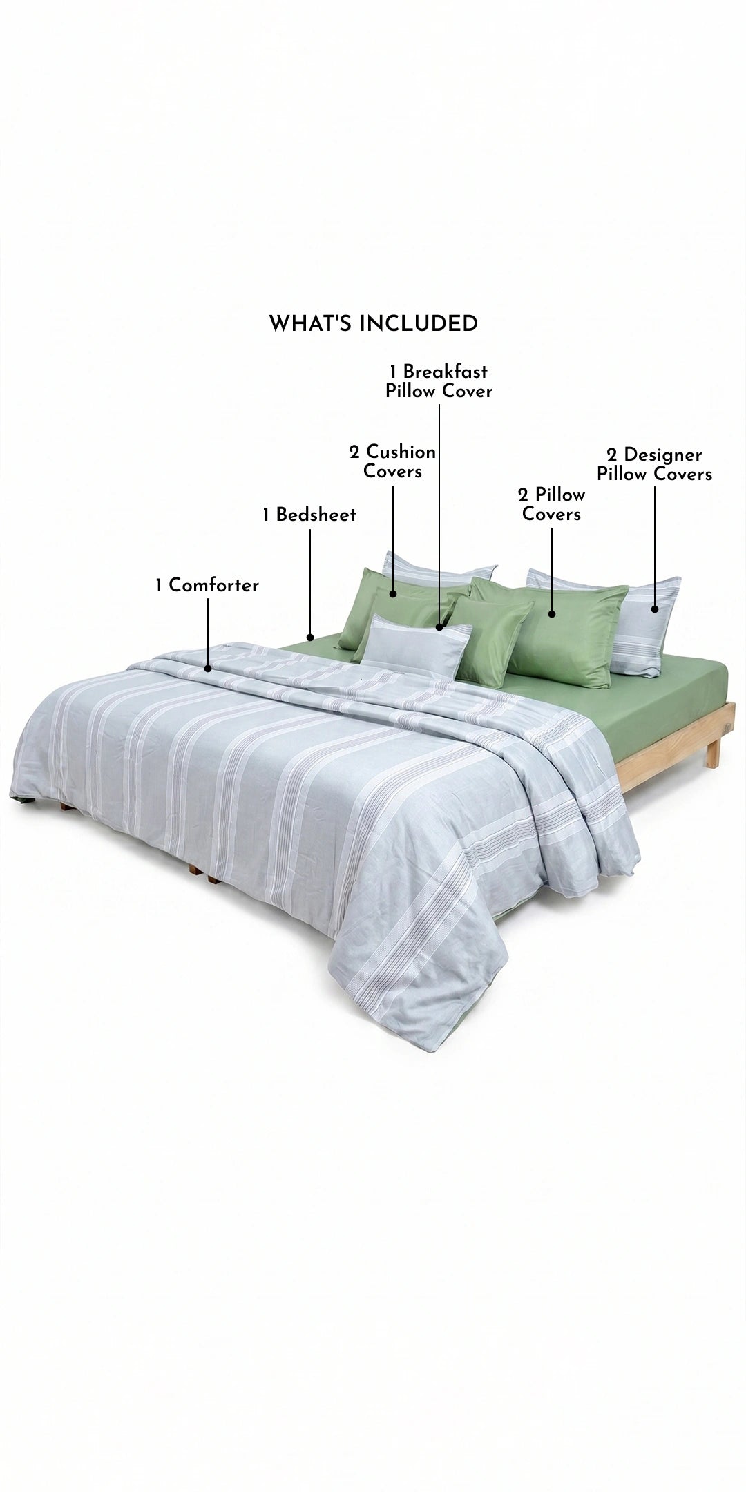 Zarf AC Comforter Bedding Set Of 9 - Thyme