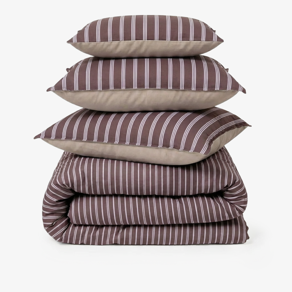 Linen Blend AC Comforter With 2 Pillow Cases and 1 Breakfast Pillow - Truffle