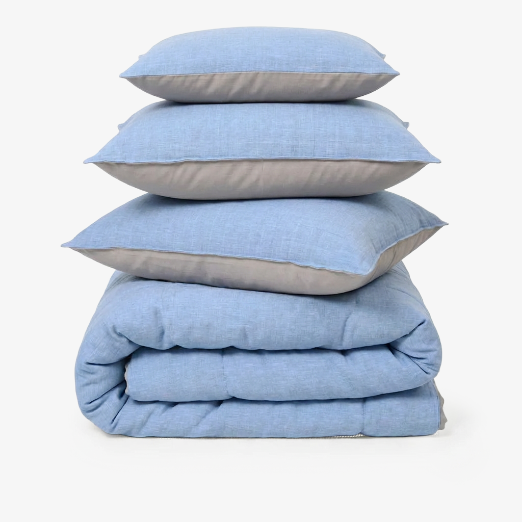 Linen Blend AC Comforter With 2 Pillow Cases and 1 Breakfast Pillow - Xavia